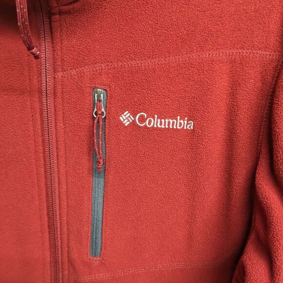 Columbia Sweater Men Small Long Sleeve Fleece Full Zip Sweater Red / Brick S - Picture 3 of 6